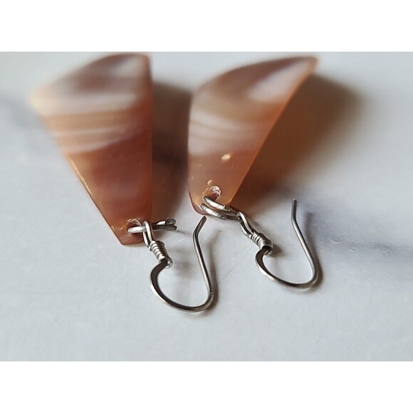 Abalone Shell Dangling Pierced Earrings Vintage, READ Description - Picture 6 of 10